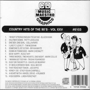 mm6103- Country Hits Of The 90's vol XXV