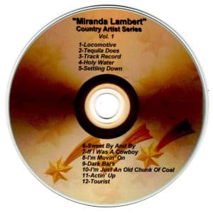 Country Time Artist Series - Miranda Lambert Vol. 1 Locomotive Tequila Does Track Record Holy Water Settling Down Sweet By & By If I Was A Cowboy I'm Movin' On Dark Bars I'm Just An Old Chunk Of Coal Actin' Up Tourist