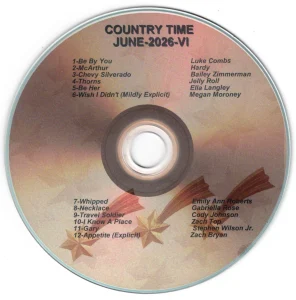 Be By You - Luke Combs McArthur (Solo Version) - Hardy Chevy Silverado - Bailey Zimmerman Thorns - Jelly Roll Be Her - Ella Langley Wish I didn't (Mildly Explicit) - Megan Moroney Whipped - Emily Ann Roberts Necklace - Gabriella Rose Travelin' Soldier - Cody Johnson I Know A Place - Zach Top Gary - Stephen Wilson Jr. Appetite (Explicit) - Zach Bryan